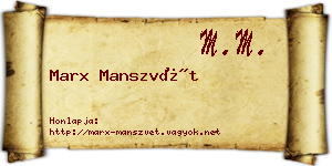 Marx Manszvét névjegykártya